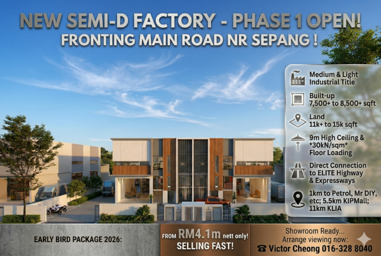 Semi D Factory SunTrack Hub 2 SAalak Tinggi Sepang